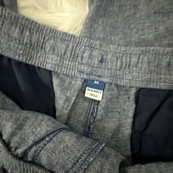 Old Navy womens NWT high rise crop pants 55% linen 3X elastic waist blue - Picture 4 of 13